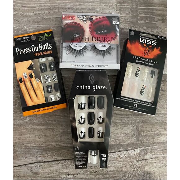 Kiss Other - Halloween Kiss 3D Lash Drip Lashes Kiss Nails China Glaze Ardell Lot 14